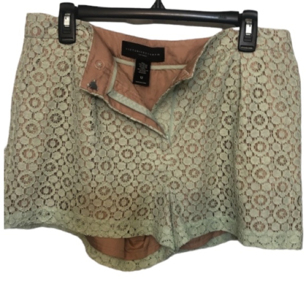 Victoria Beckham size 12 green lace shorts  flat front pockets lined NWOT - Picture 9 of 16